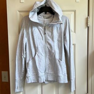 Lululemon zip up jacket with hood in size 10 white